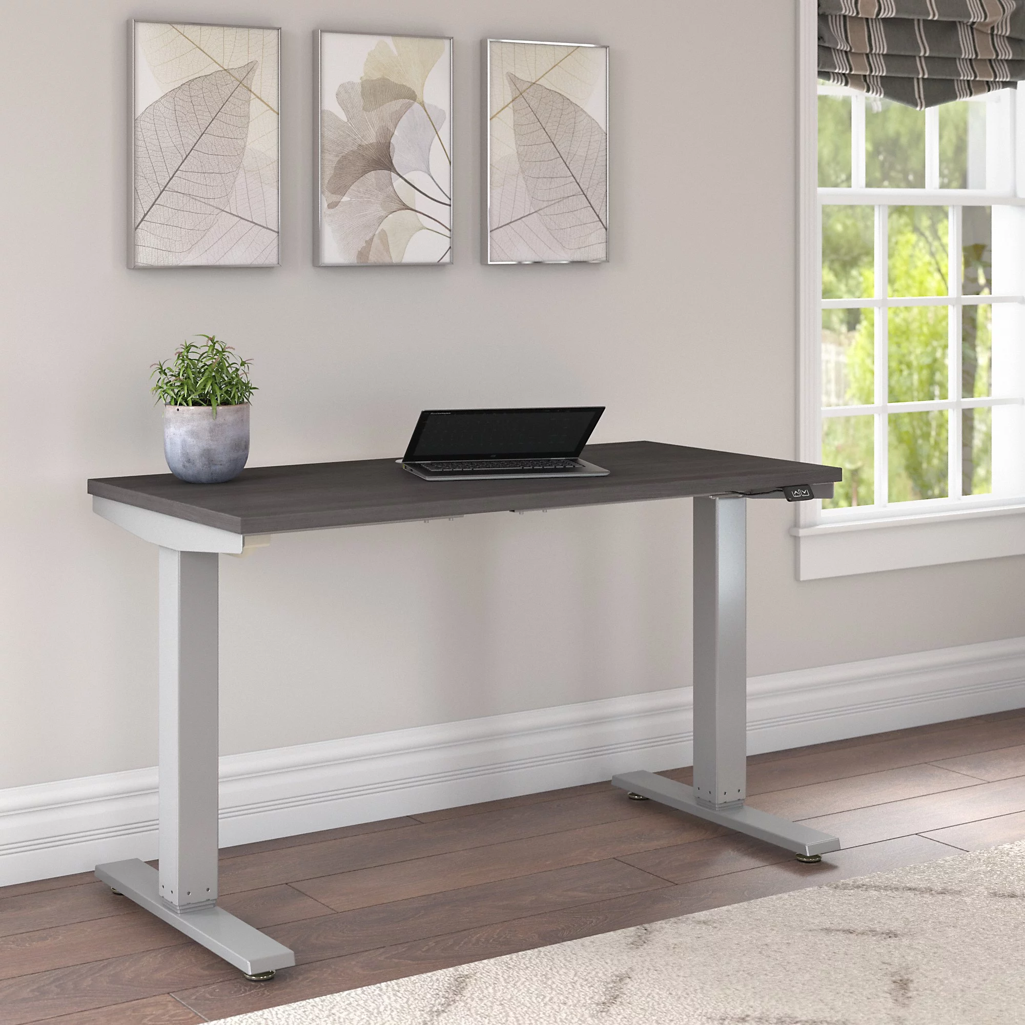 Bush Furniture Cabot 48” Electric Standing Desk, Storm & Cool Gray Metallic
