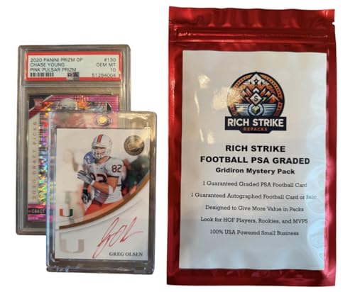 Rich Stike Football PSA Mystery Pack - Gridiron Edition, 1 PSA Graded Card, 1 Autograph or Relic Card