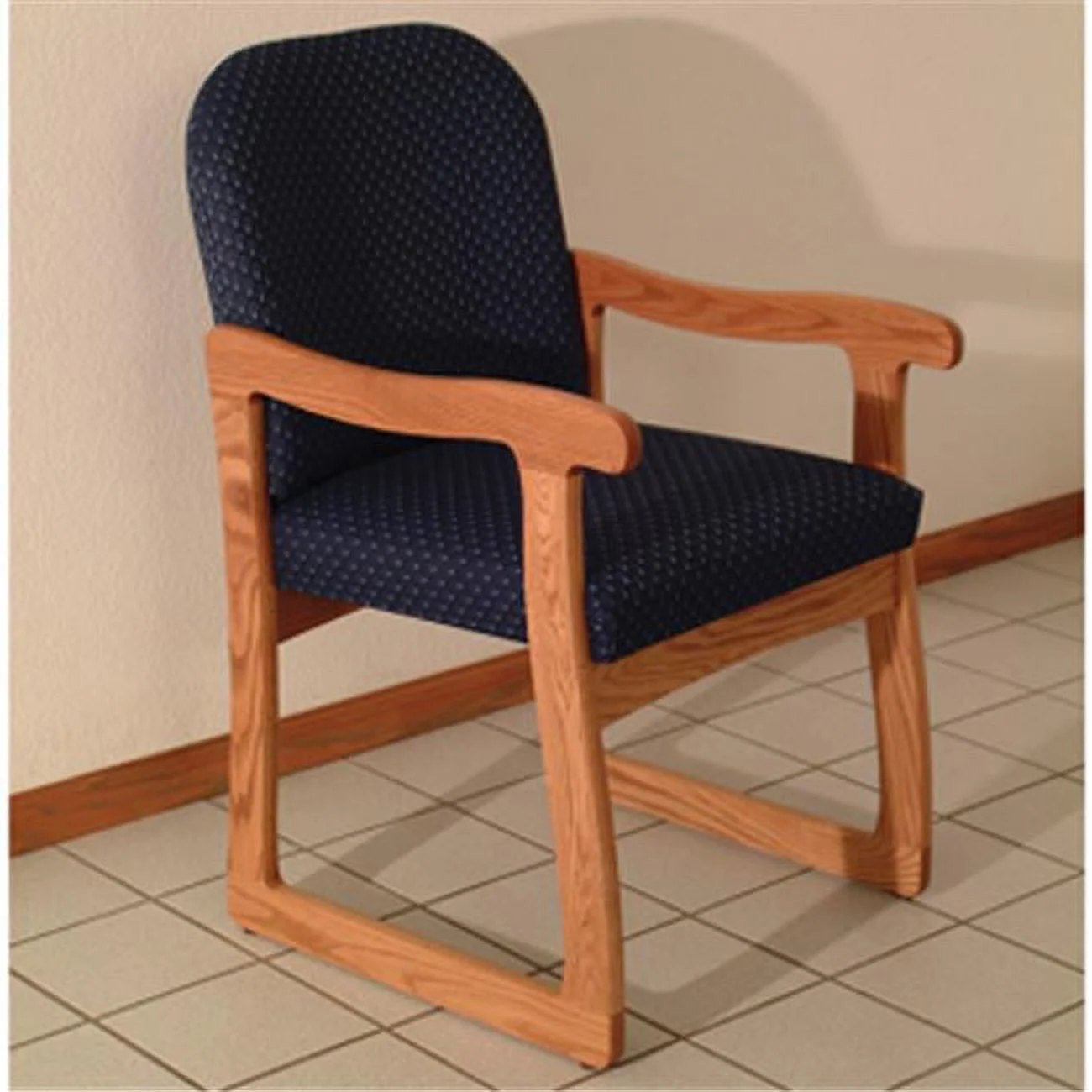 Wooden Mallet DW7-1MOAB Prairie Guest Chair in Medium Oak - Arch Blue