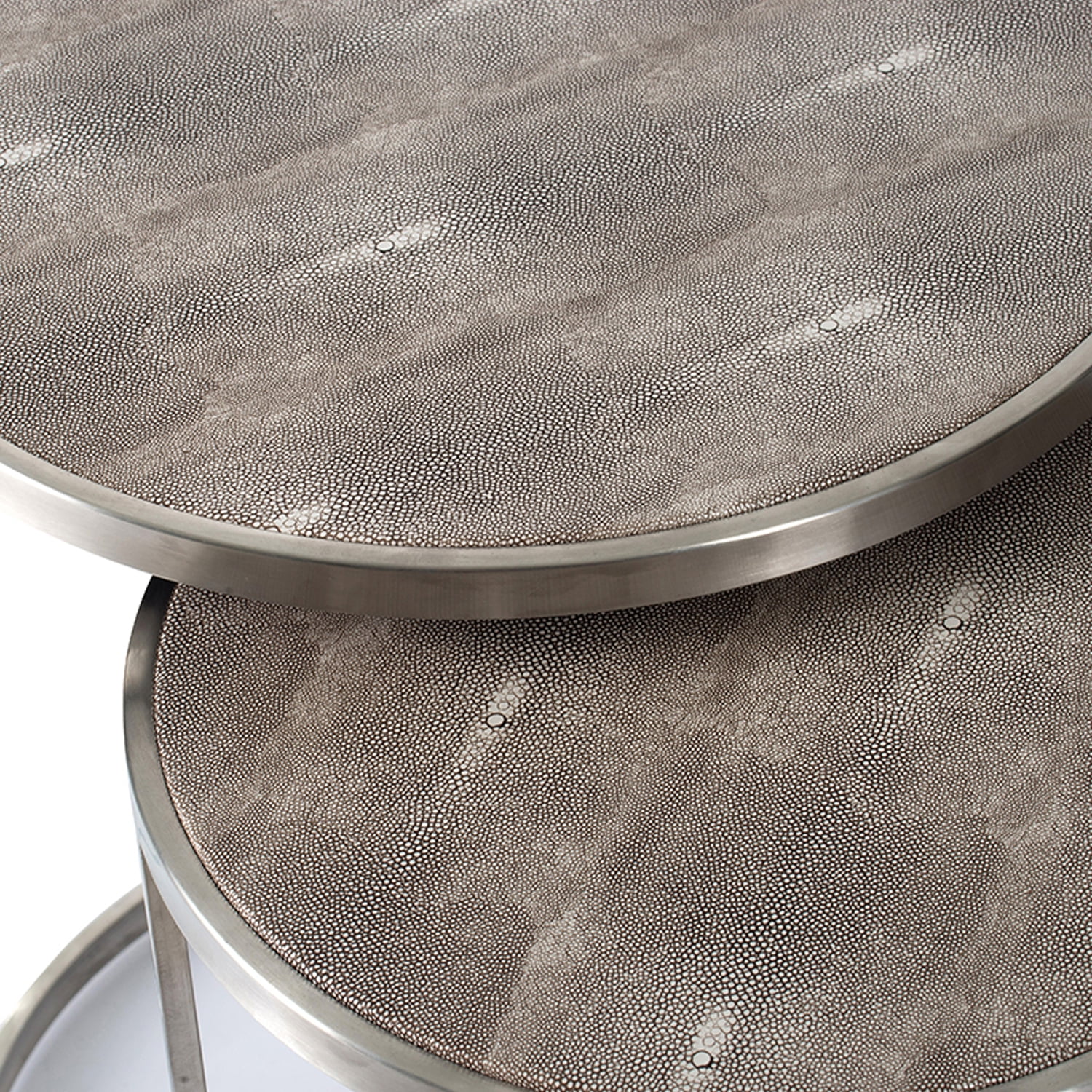 A&B Home Textured Print Round Nesting Tables with Rod Legs - Set of 2 - Gray, Steel Finish