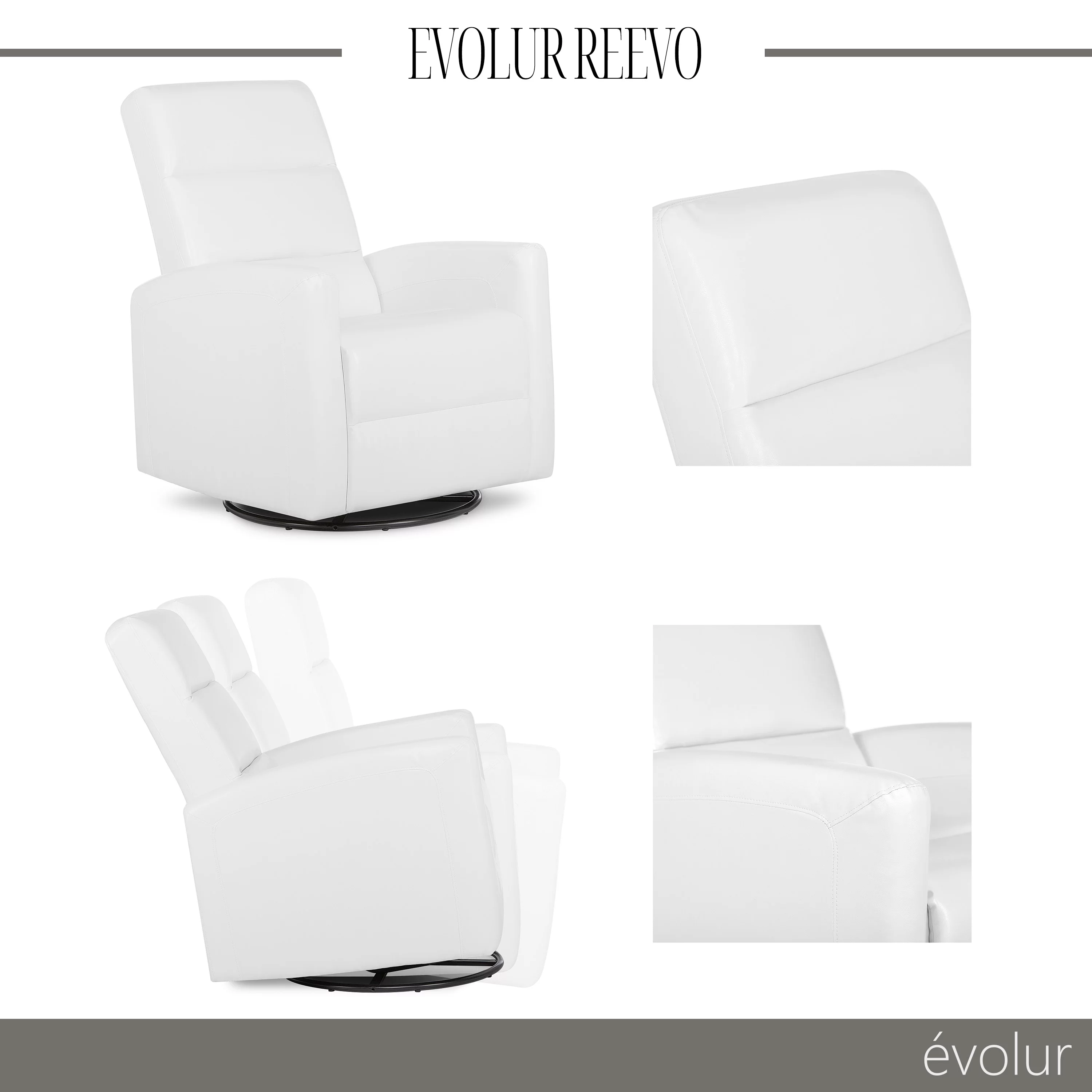 Evolur Reevo Swivel Glider In White