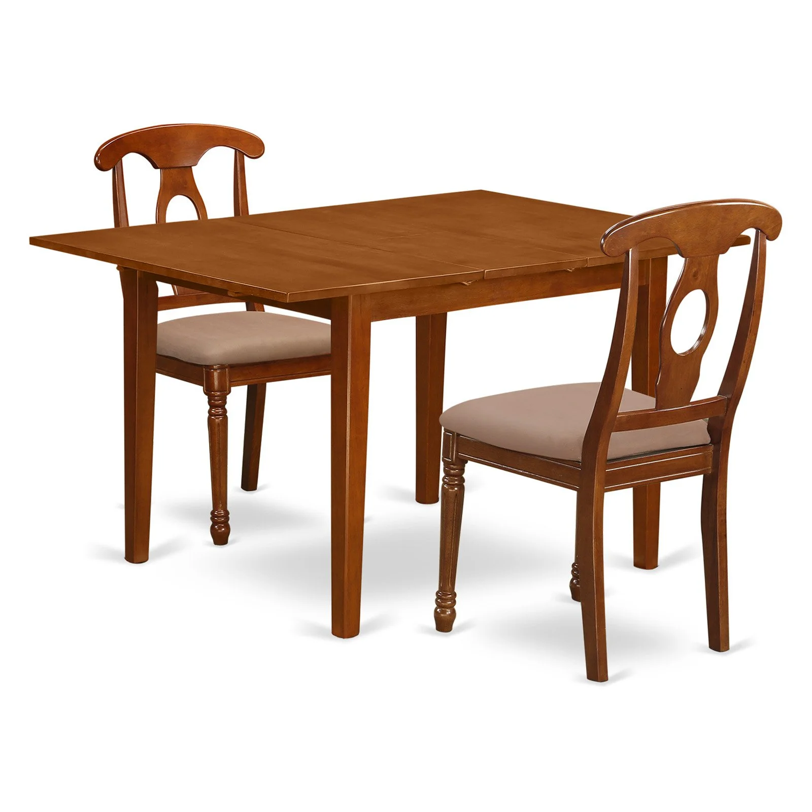 East West Furniture Milan 3 Piece Keyhole Dining Table Set