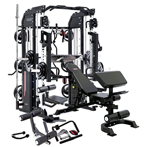 MiM USA Hercules EX Commercial All in One Gym Machine w/400 lb Weight Stack Jammer Arms Adj Bench Leg Press Leg Extension Arm Curl LAT Seat Complete Attachment