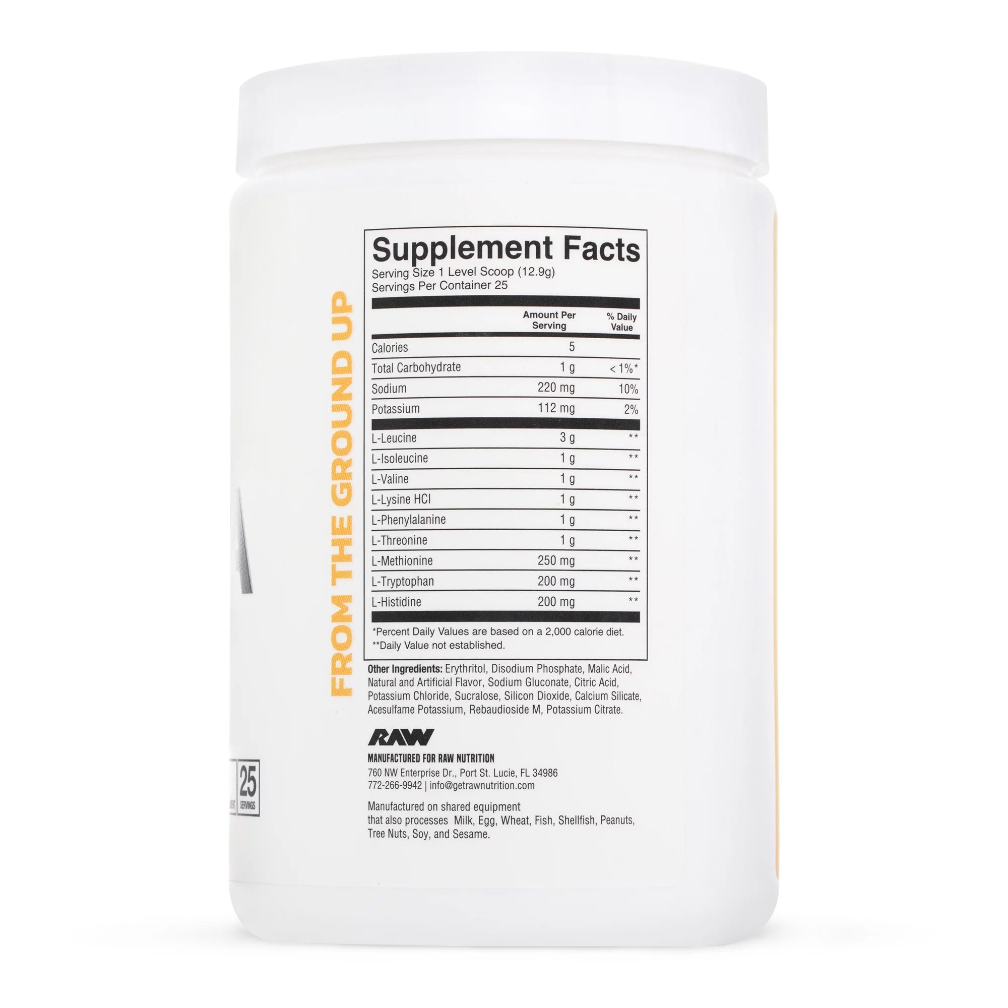 RAW Nutrition EAA Essential Amino Acids Powder Supplement, Island Slushie, 25 Servings