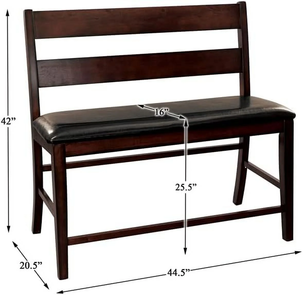 HJZUINIUNIU Wood Counter Height Dining Bench with Back in Cherry