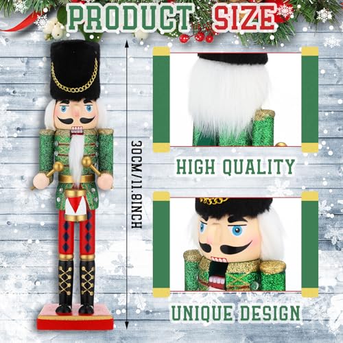 12 Inch Christmas Nutcrackers Decorations Wooden Nutcracker Figures Ornament Festive Collectible Nutcracker Soldier Crafts for Christmas Tree Outdoor Table Decor Xmas Gifts(Classic)