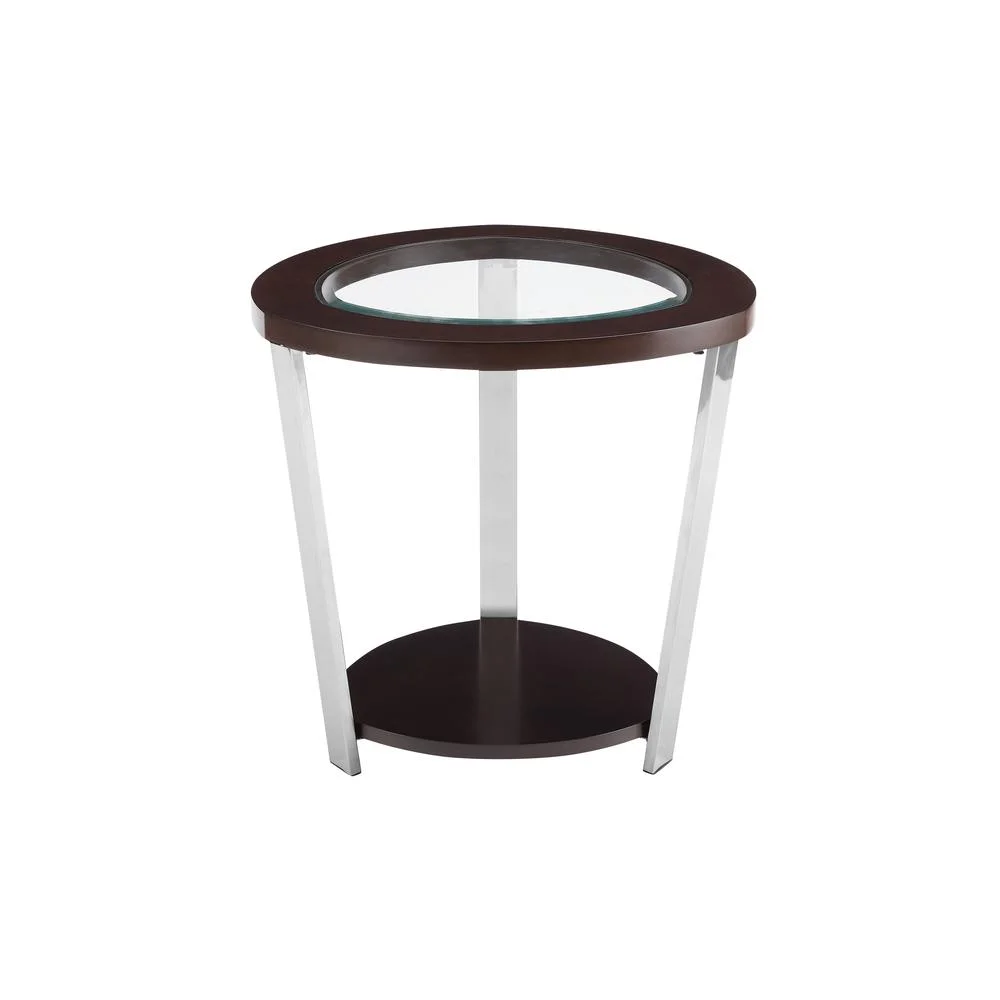Steve Silver Duncan Espresso Finished Wood and Metal End Table