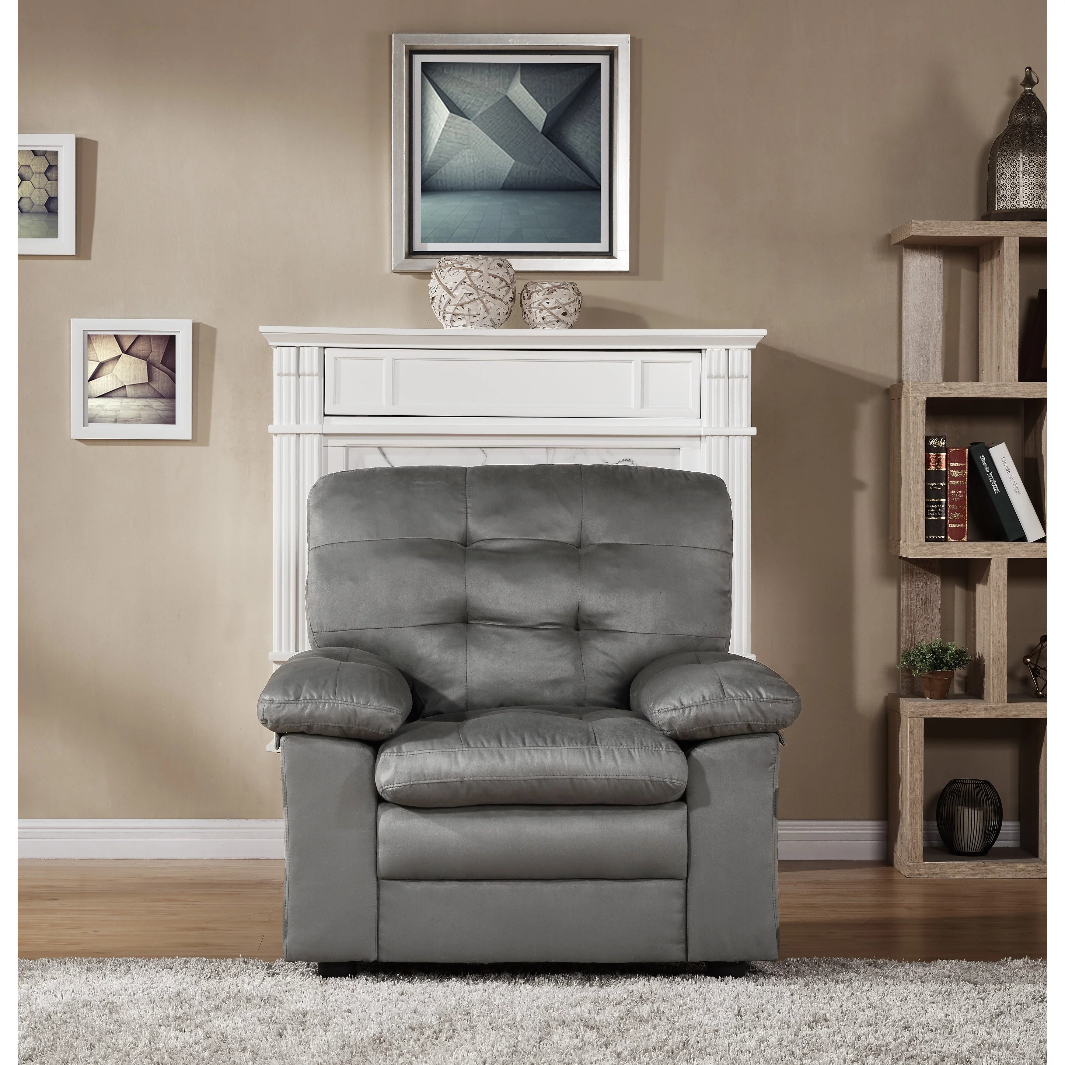 Urban Home Grayson Collection-Chair Grayson Tufted Arm Chair - Grey