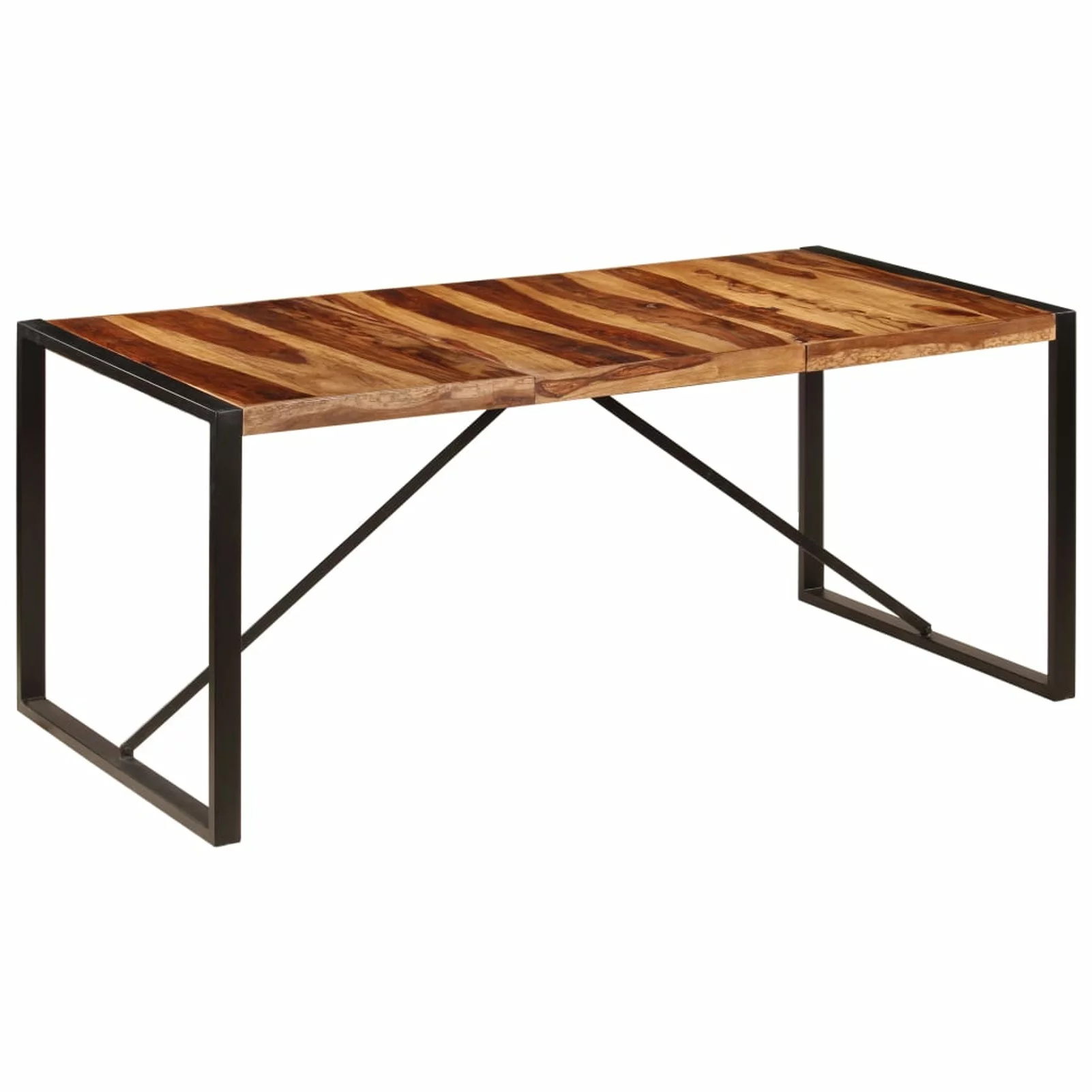 Anself Dining Table Sheesham Wood Tabletop Dinner Table Powder-Coated Steel Legs for Kitchen, Dining Room, Home Furniture 70.9 x 35.4 x 29.5 Inches (L x W x H)
