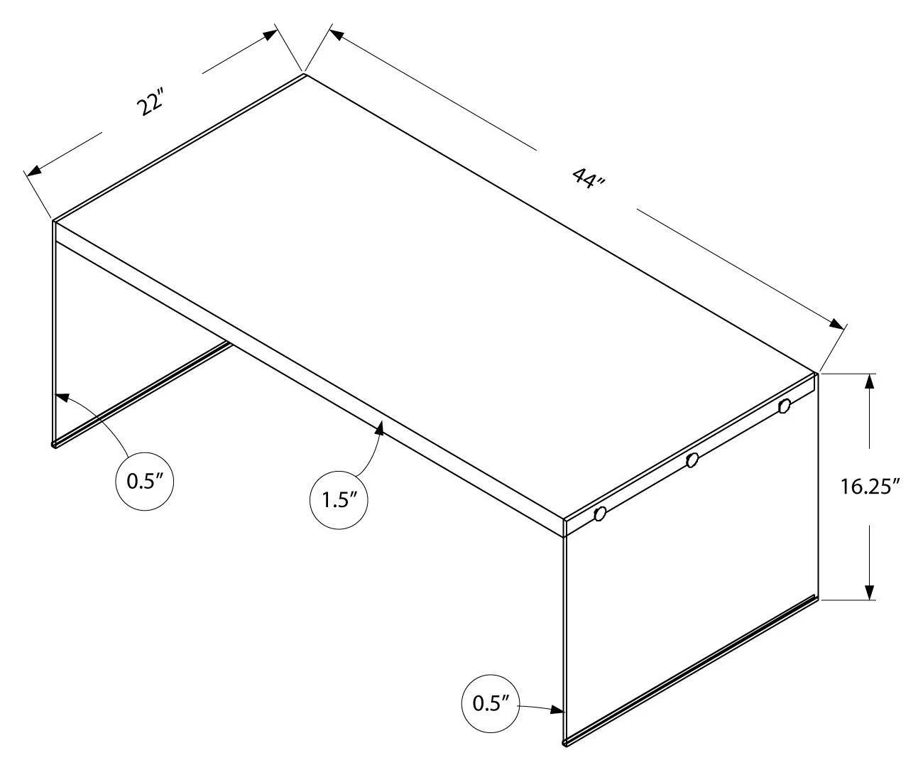 Monarch Specialties Coffee Table, Accent, Cocktail, Rectangular, Living Room, 44