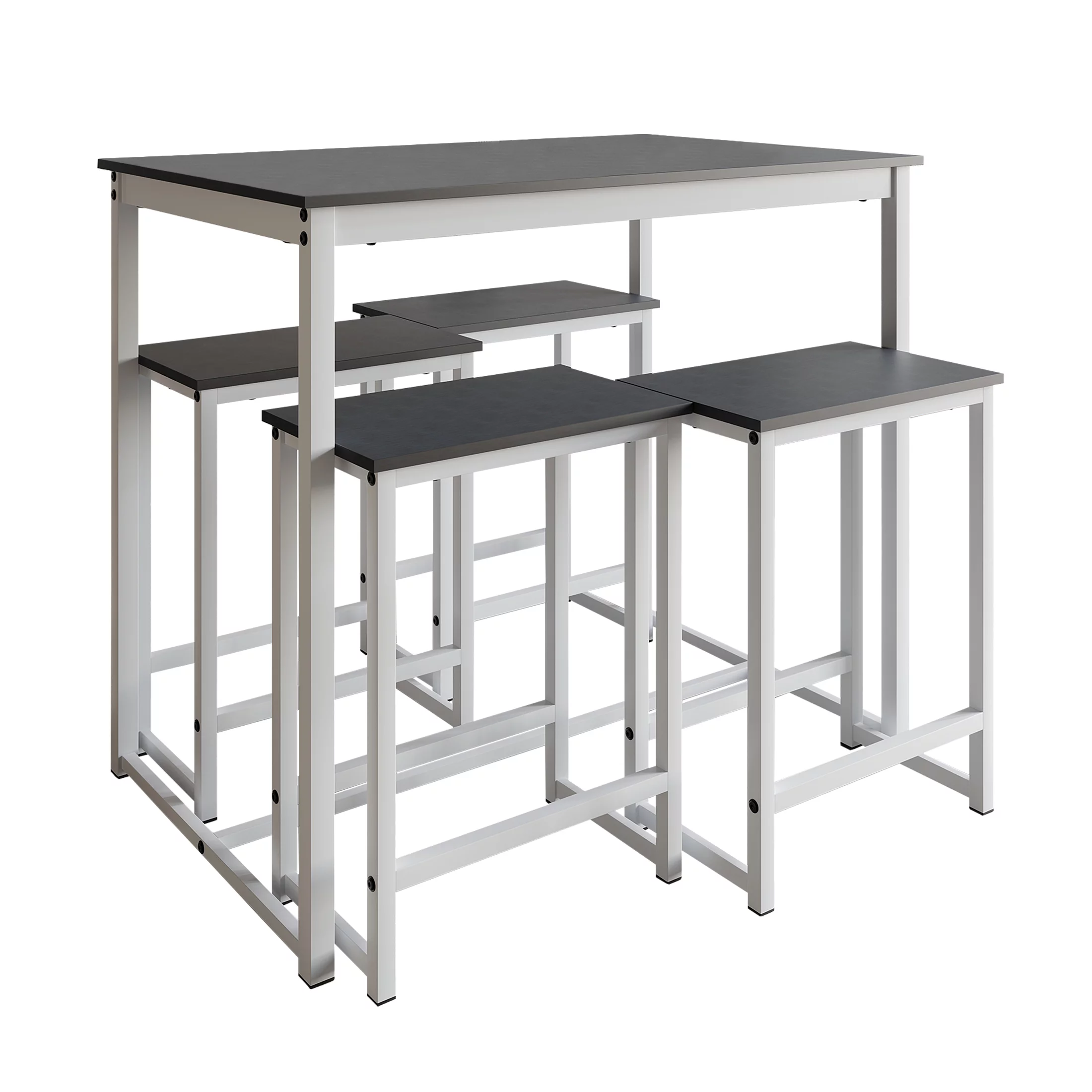 Castle Place Modern 5-Piece Counter Height Metal Dining Set, White