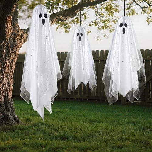 Halloween Lighted Hanging Ghost Decorations – 3 Pack 12