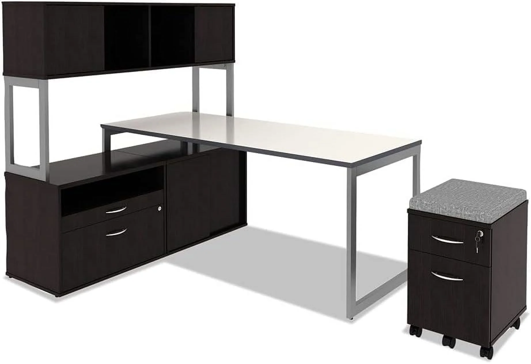 ALELS583020ES Open Office Desk Series 29.5 In. X19.13 In. X 22.88 In. 2-Drawer 1 Shelf Pencil/File Legal/Letter Low File Cabinet Credenza - Espresso