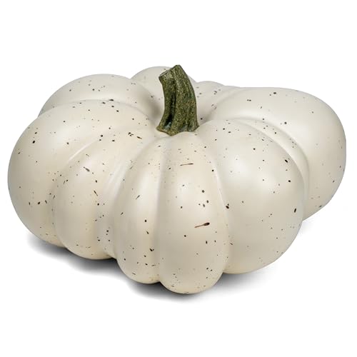 12 inch Large Artificial Pumpkin Foam Harvest Decor Fake Paintable Pumpkin Decoration for Fall Autumn Halloween Holiday Home Decor (White)