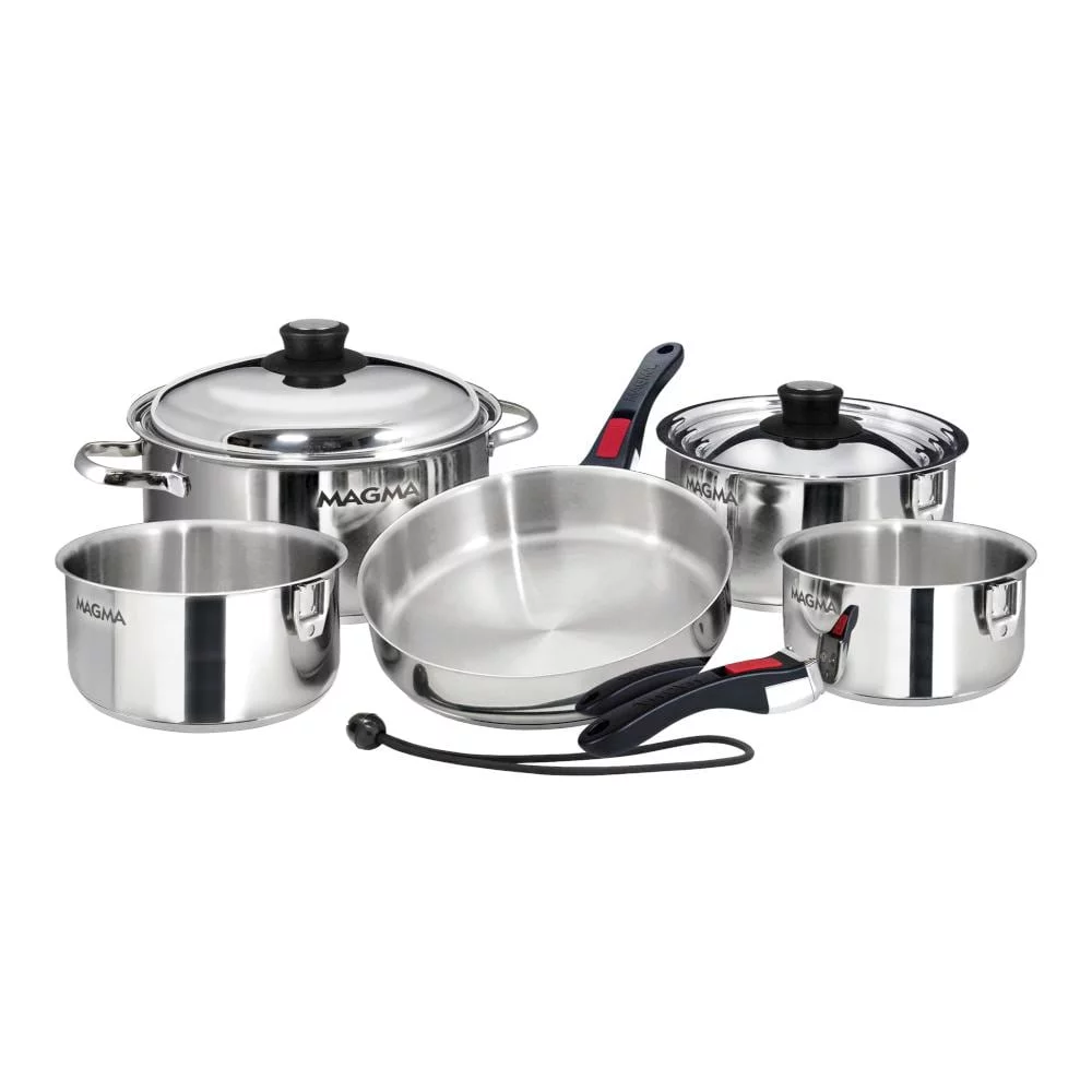 Magma Products 10 Piece Stainless Steel Gourmet Nesting Kitchen Cookware Set