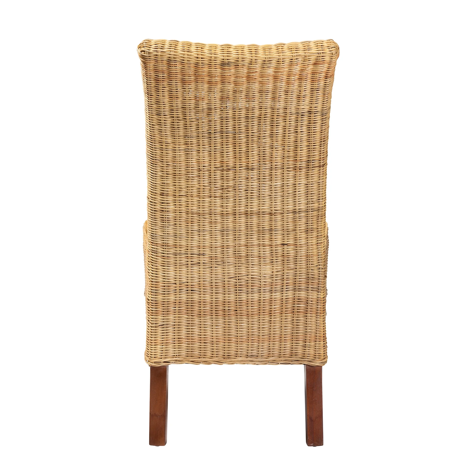 bali & pari Shamara Modern Bohemian Natural Rattan and Mahogany Wood Dining Chair