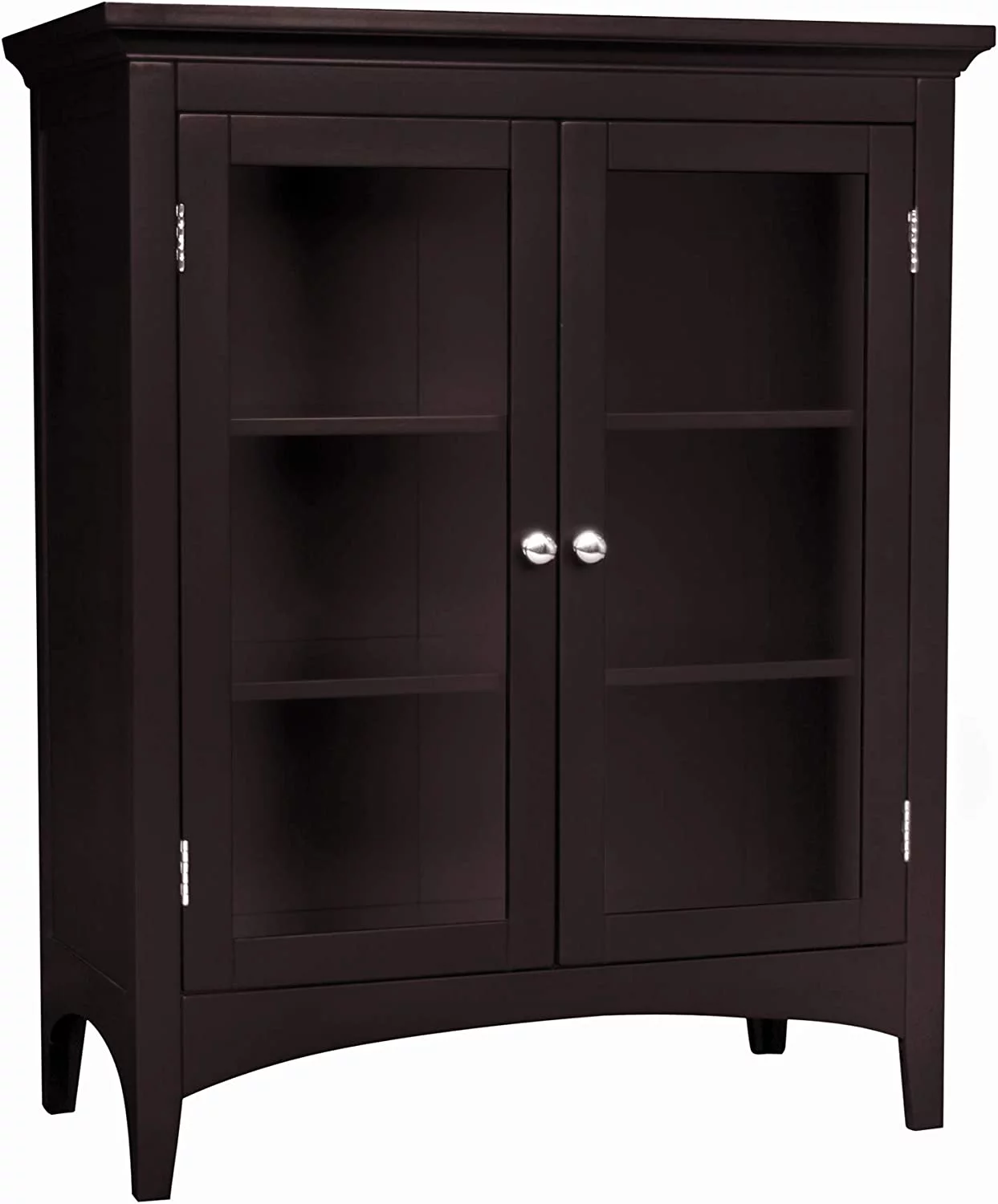 LIHONG Wooden Floor Cabinet with 2 Glass Doors,