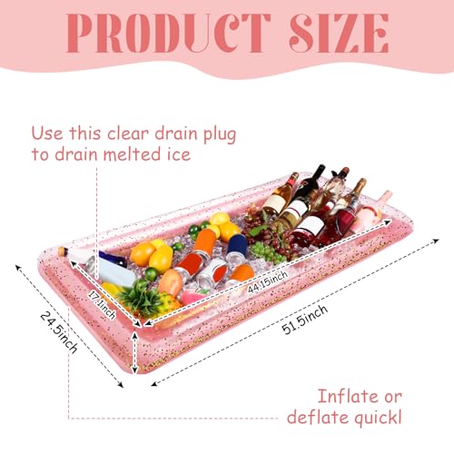 Poen 4 Pcs Inflatable Serving Bar Inflatable Food Cooler Buffet with Glittering Confetti Inflatable Ice Tray for Food Drink Candy Salad for Indoor Outdoor BBQ Picnic Pool Party Supplies
