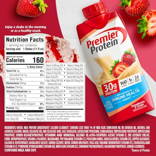 Premier Protein Protein Shake, Cafe Latte, 30g Protein, 1g Sugar, 11 fl oz Pack of 12