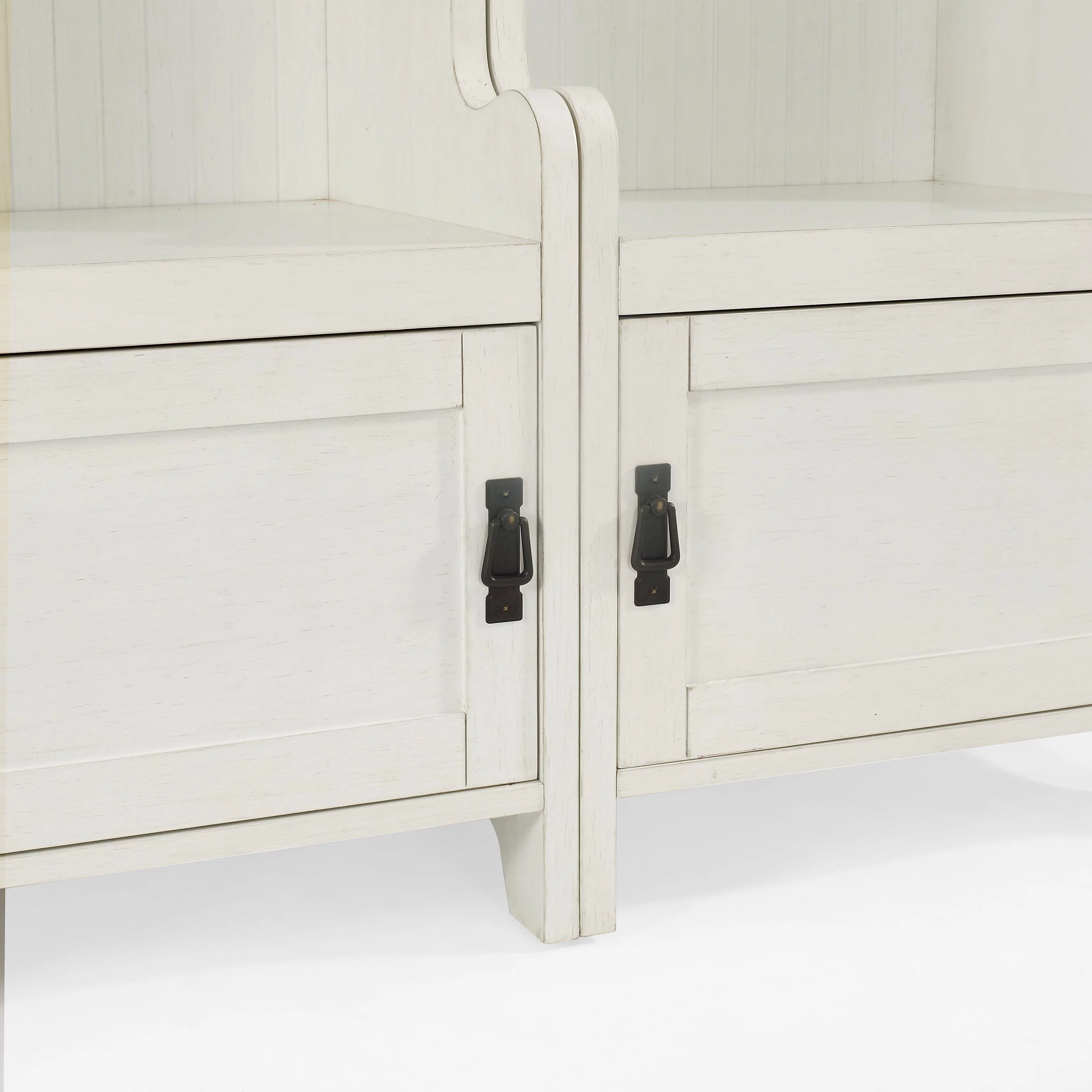 Crosley Furniture Fremont Wood Hall Tree in Distressed White (Set of 2)