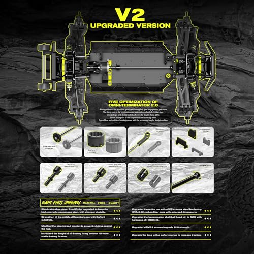 RIAARIO 1/10 Brushless RC Cars, Monster Truck, 50+ MPH, 4WD, Waterproof, Carbon Fiber, Black, Ages 8+