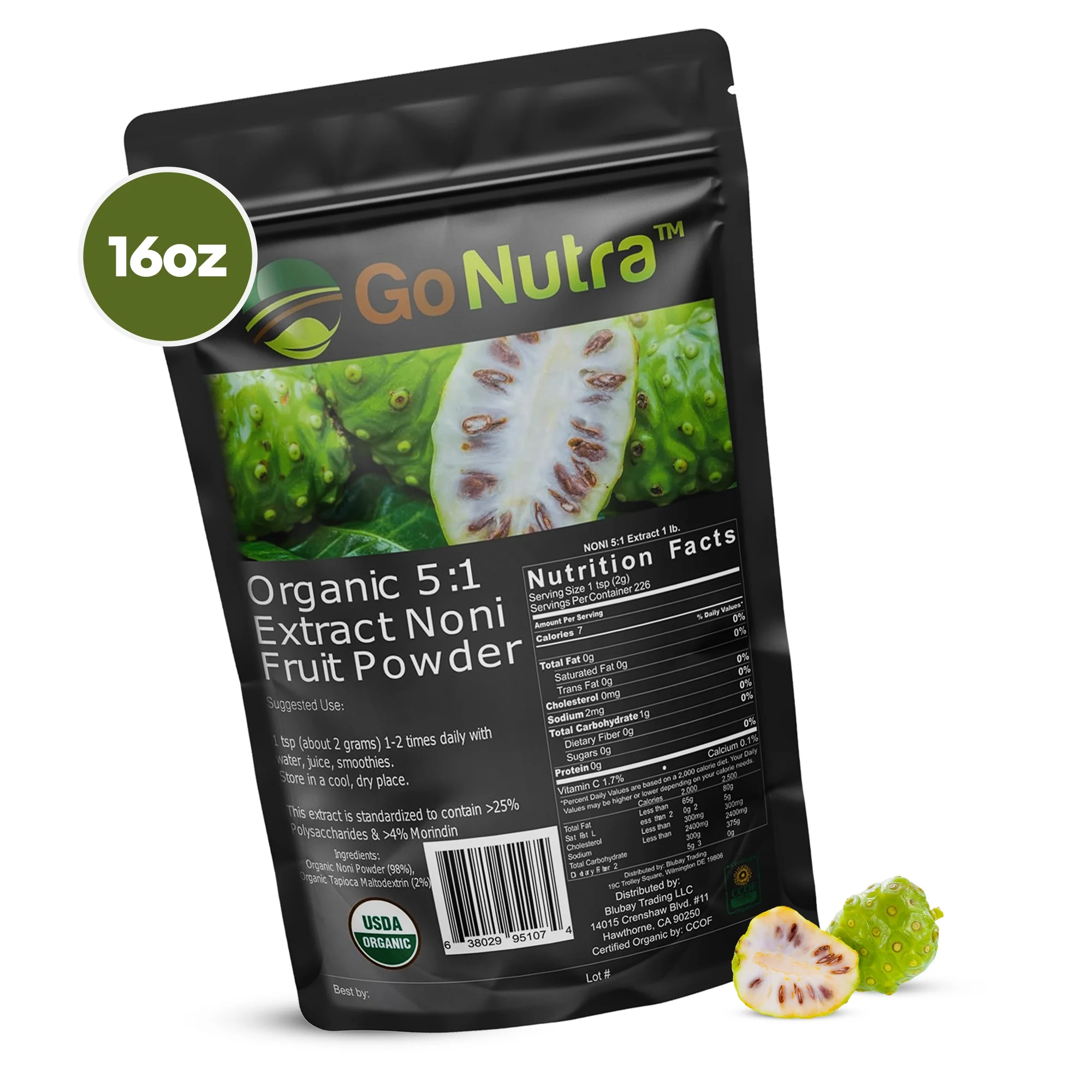 Noni Fruit Powder Organic Extract Pure 16 oz