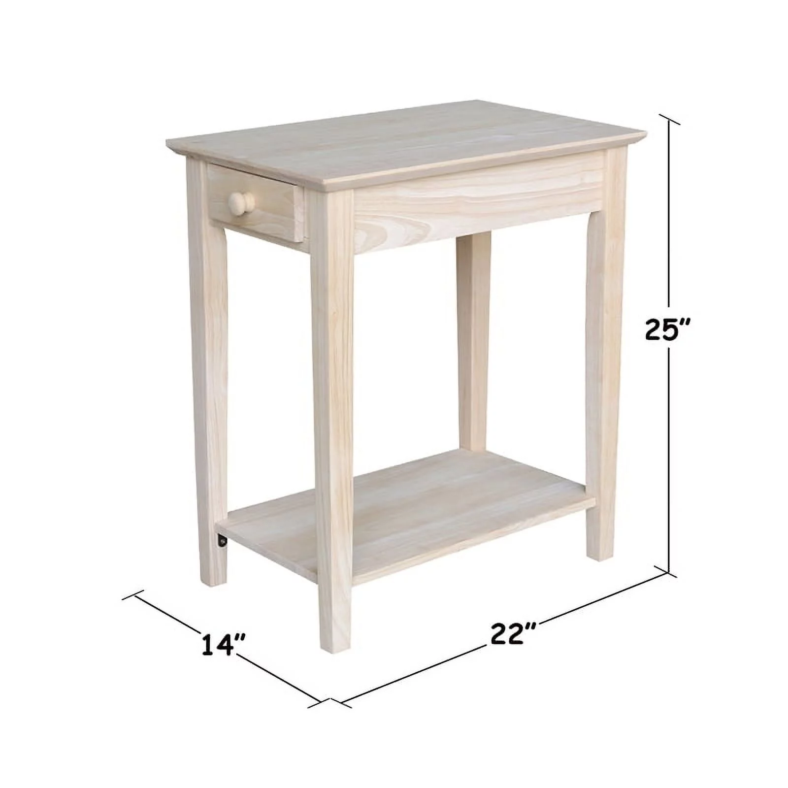 Pemberly Row 1 Drawer Transitional Wood Narrow End Table in Natural