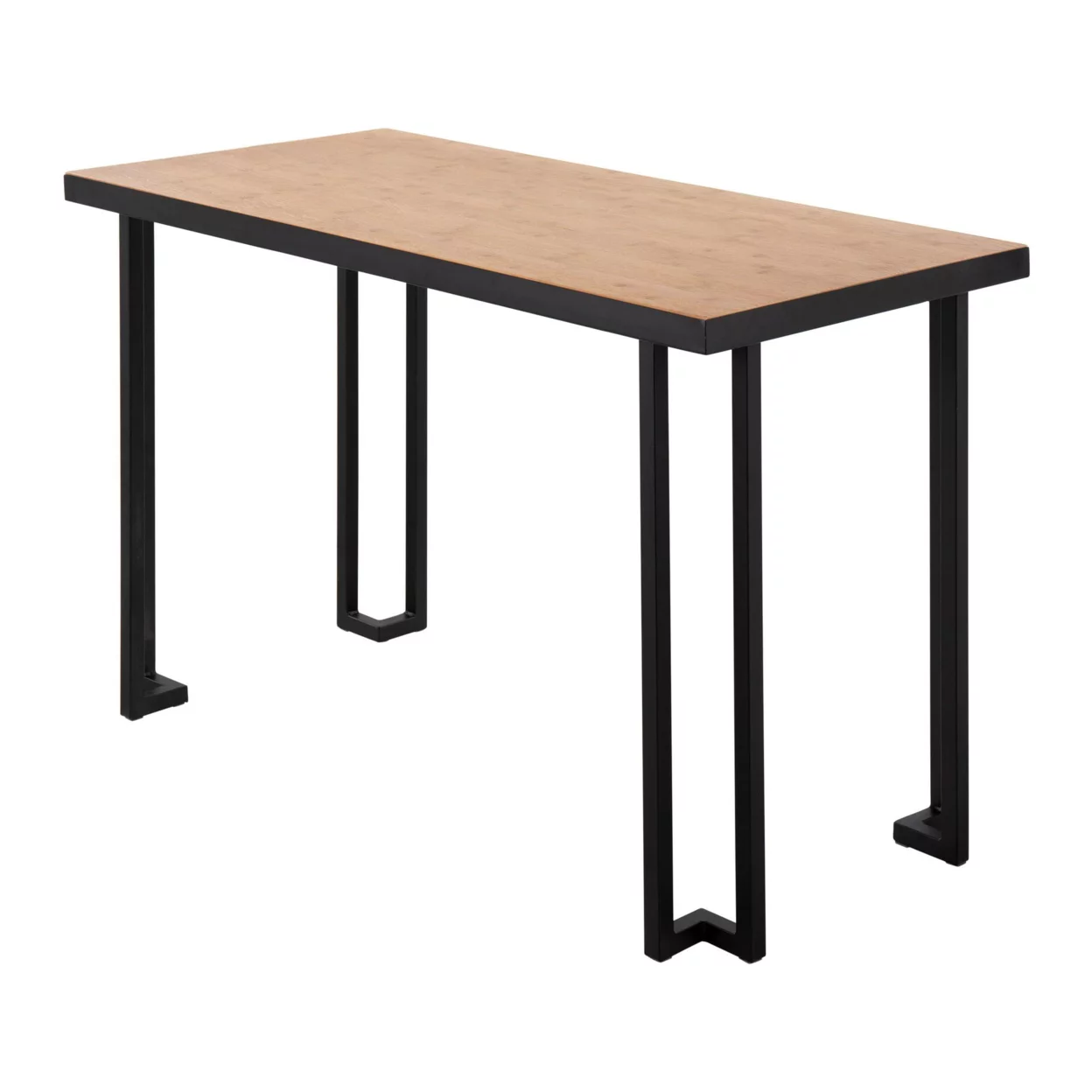 Home Roman Industrial Desk In Black Steel With Natural Wood Top