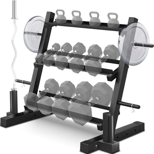 1200LBS Dumbbell Rack- Adjustable 3 Tier Weight Rack for Home Gym Dumbbells, Multilevel Free Weight Organizer Stand for Home Gym Fitness,Weight Plates,Kettlebell rack(Dumbbell Rack Stand Only)