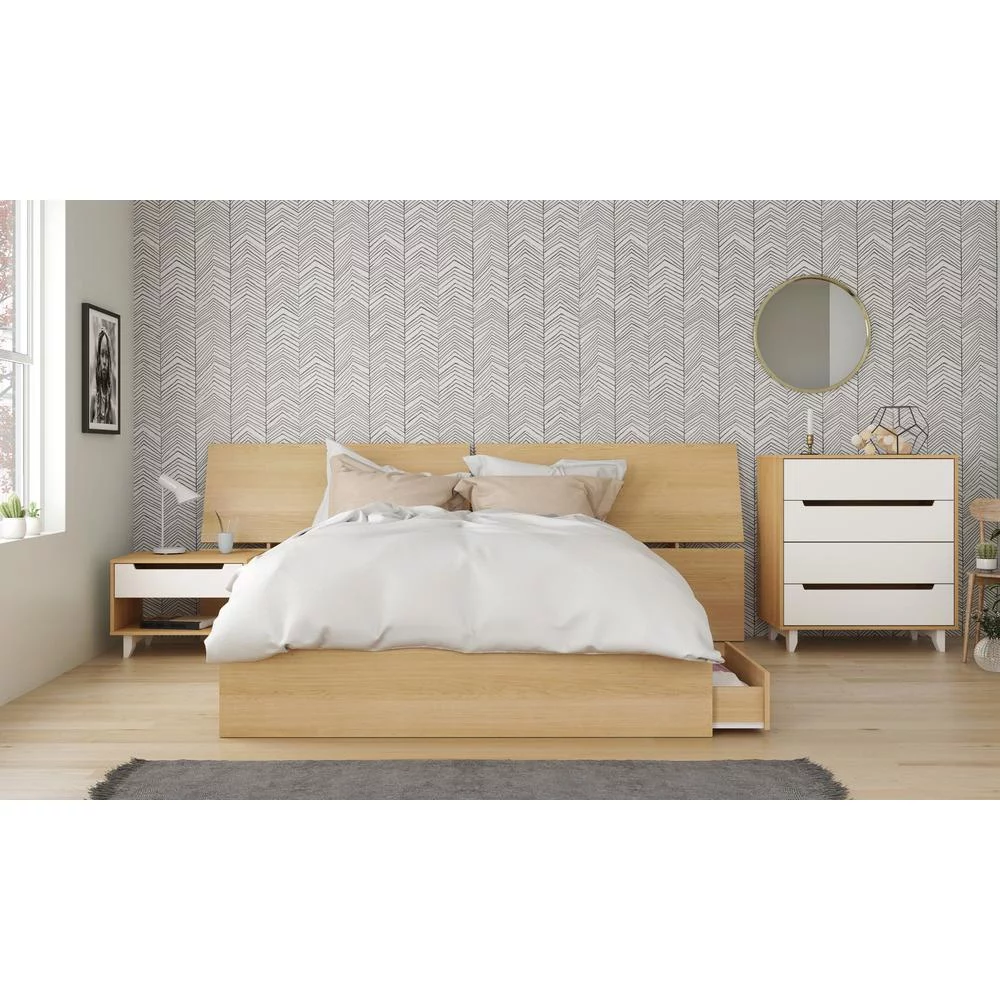 Nexera Modern 4 Drawer Chest in White and Natural Maple