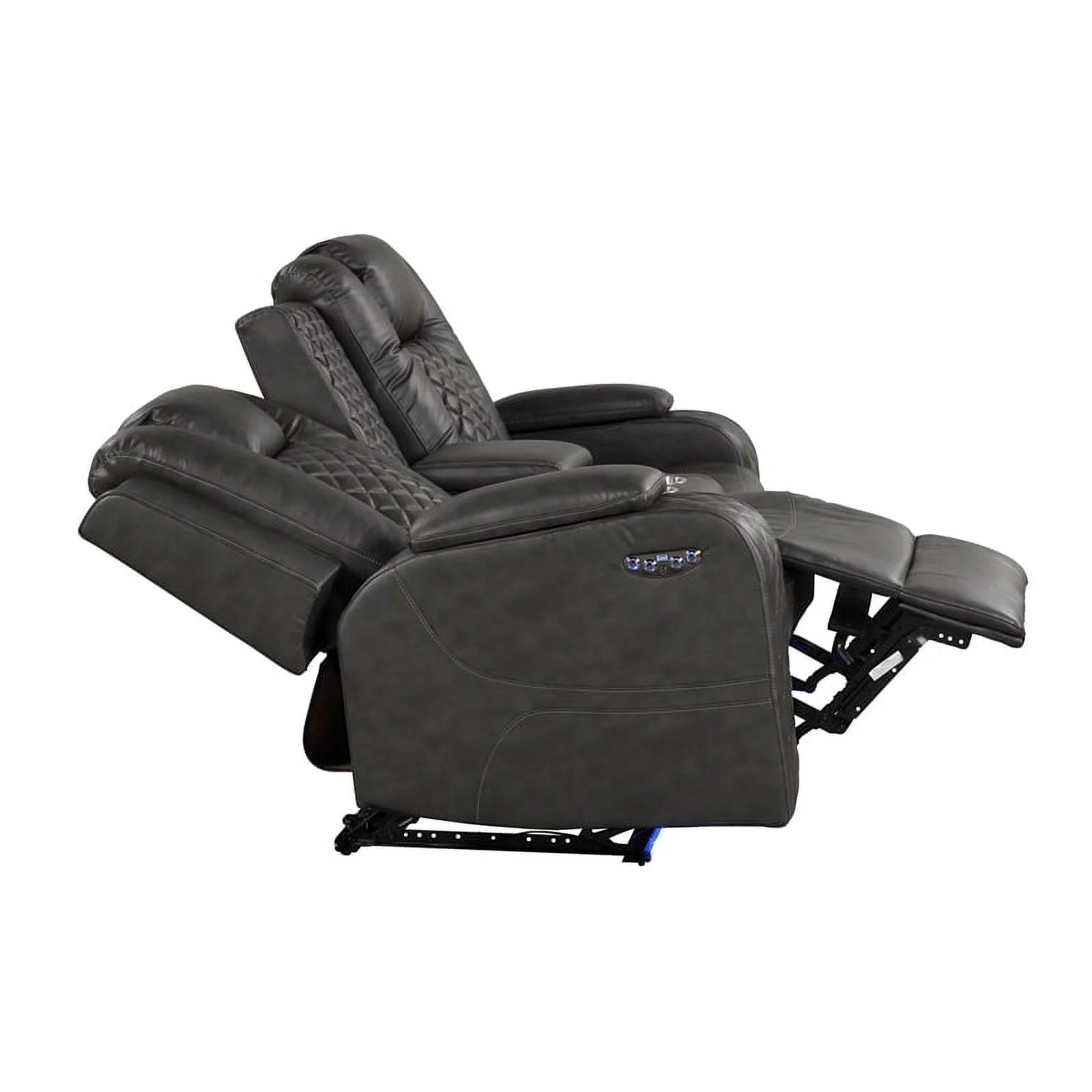 Benz LED & Power Recliner 3 PC Made With Faux Leather in Gray