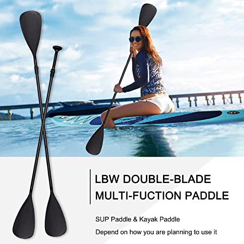 LBW SUP Paddle Board Paddle Stand up Paddleboard Paddles - 3-Piece or 4-Piece Floating Alloy Portable SUP Kayak Paddle Adjustable 2-Sided Paddle