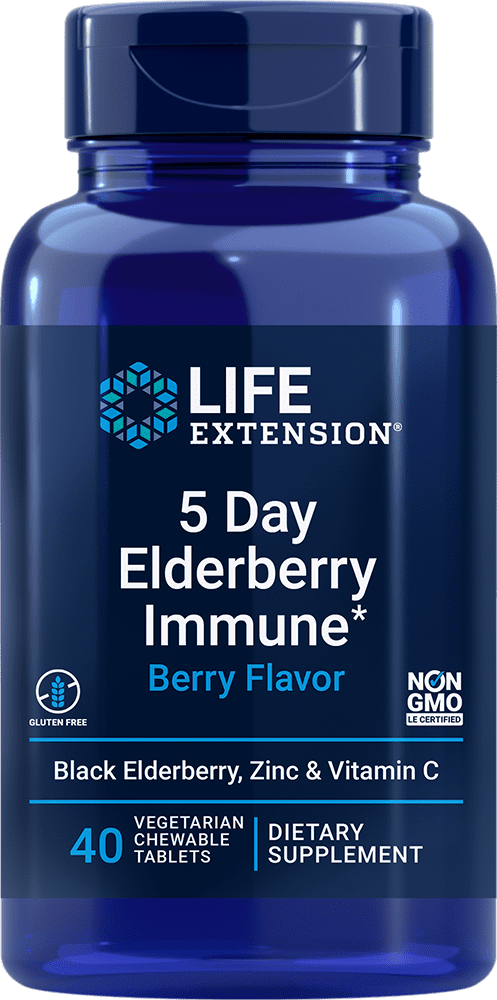 Life Extension 5 Day Elderberry Immune 40 vegetarian chewable tablets