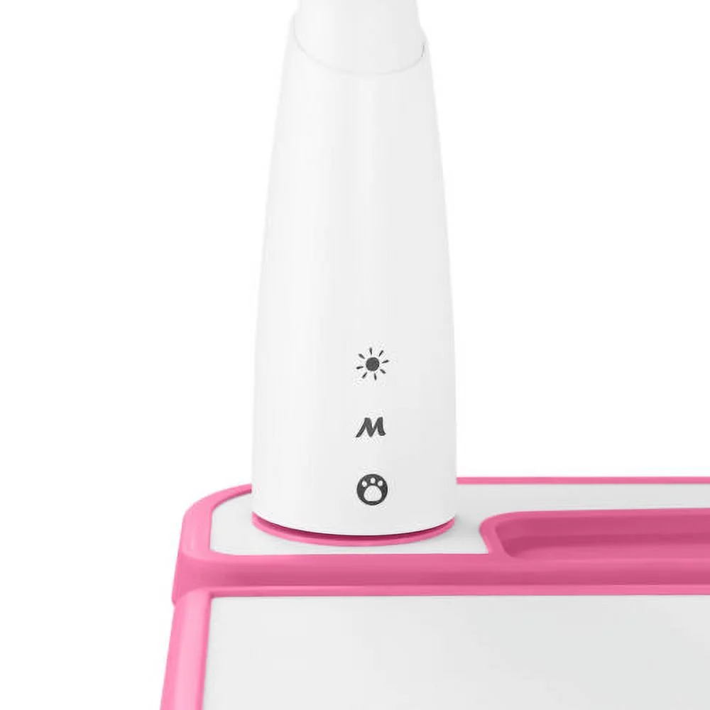 COSVALVE Height Adjustable Kids Study Desk & Chair Set Children Girl Table Large Writing Board Desk with LED Lamp,Drawer,Bookstand,Chair Cover(Pink)