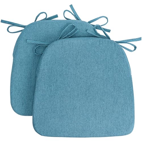 Chair Cushions for Dining Chairs, D-Shaped Seat Cushions with Removable Washable Cover and Ties, Chair Pads for Kitchen, Indoor Dining Room, Patio Chairs, 17'' x 16'', Set of 4, Beige