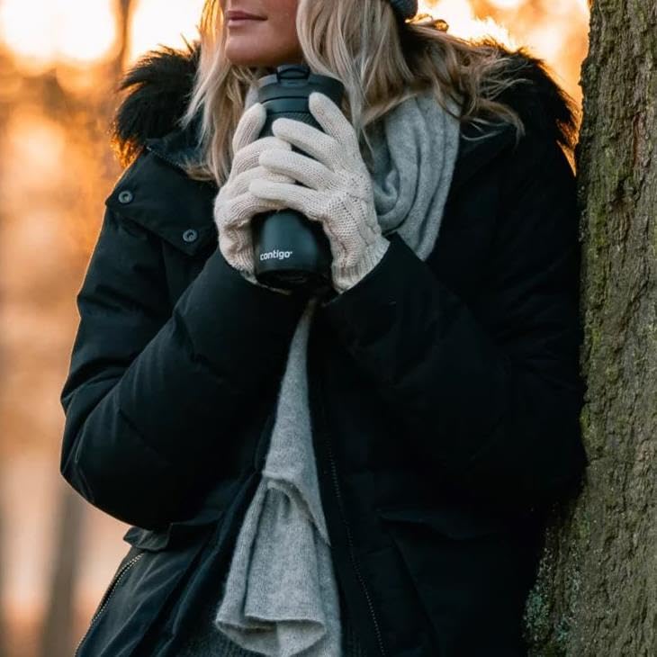 Contigo Byron Snapseal Travel Mug, Stainless Steel Thermal Mug, Vacuum Flask, Leakproof Tumbler, Coffee Mug with BPA Free Easy-Clean Lid, 590 ml, Black