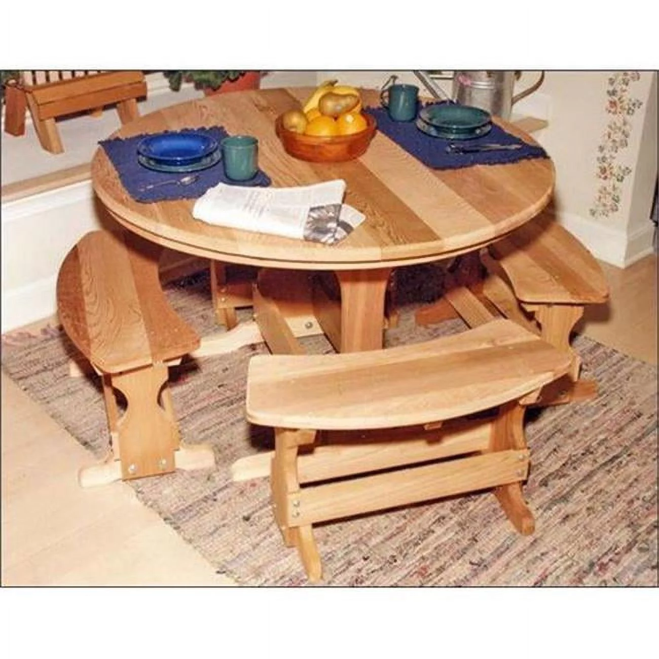 Creekvine Designs  35 in. Cedar Round Trestle Dining Set