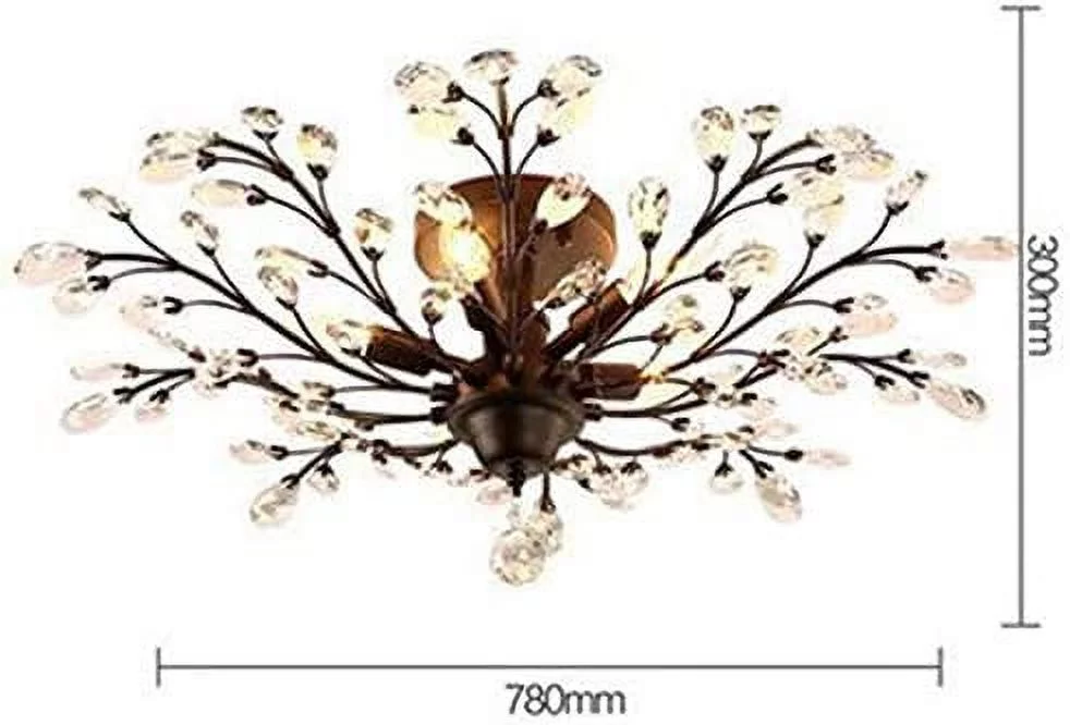 Miumaeov Vintage Large Crystal Chandelier Modern Semi Flush Mount Ceiling Light Fixture Chandelier Lighting for Kitchen Bedroom Living Room Dining Room Hallway Foyer