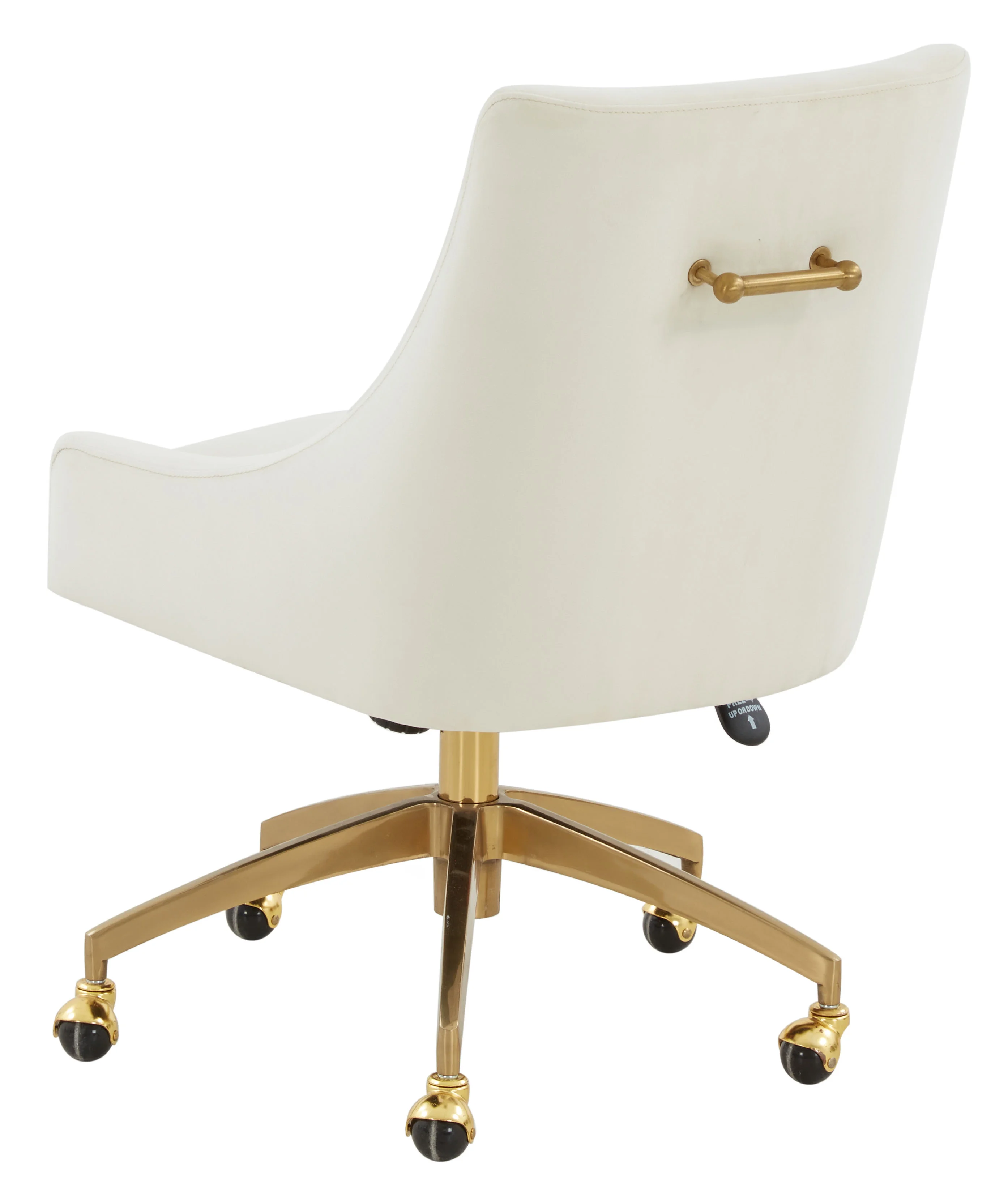 SAFAVIEH Couture Jakob Velvet Mid Back Adjustable Swivel Desk Chair, Cream/Gold