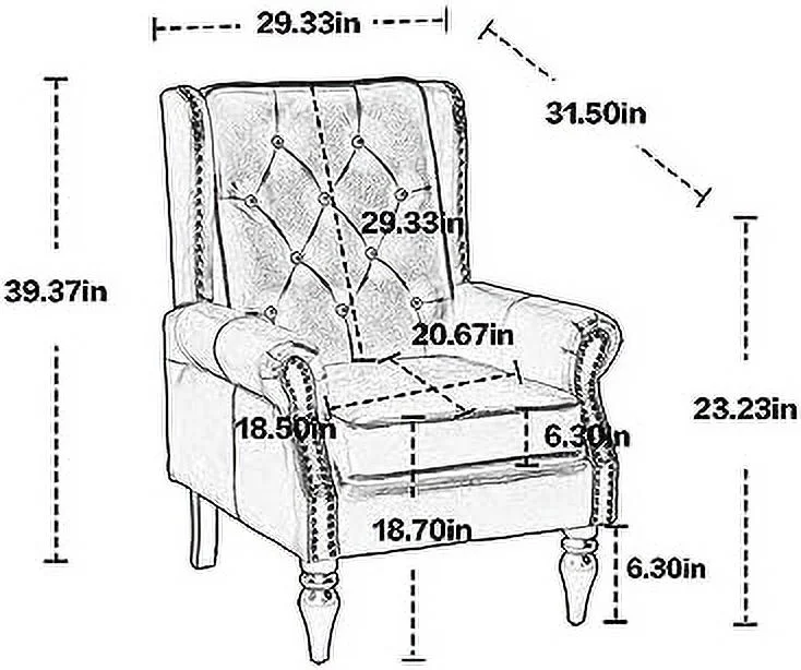 TJUNBOLIFE Wing Back Accent Chair  PU Leather Button Tufted Armchair with  Trim and Rubber Wood Legs  Upholstered Single Sofa Chair Reading Chair for Living Room Bedroom Office  Camel PU