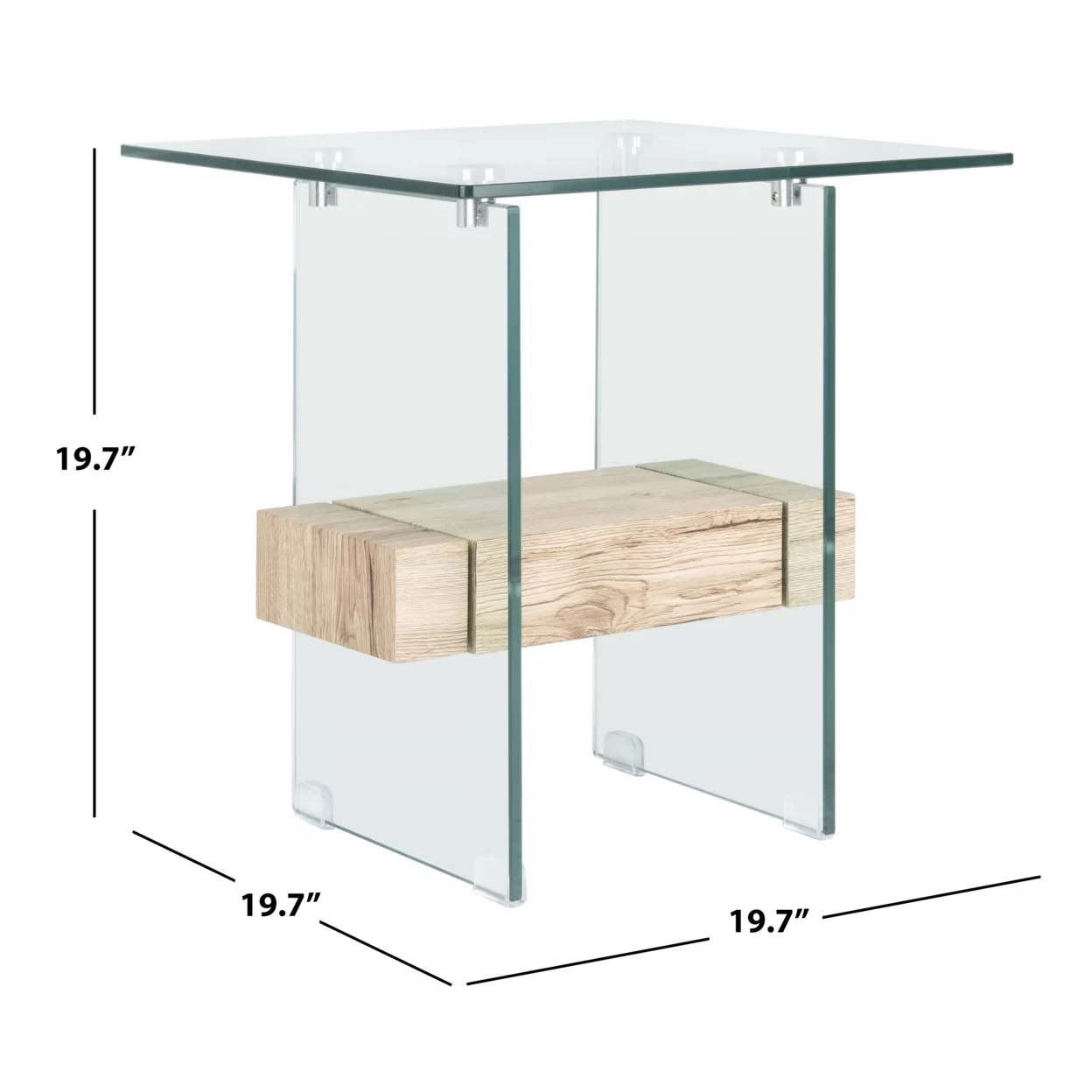 SAFAVIEH Kayley Modern 2-Tier Glass Accent Table, Natural