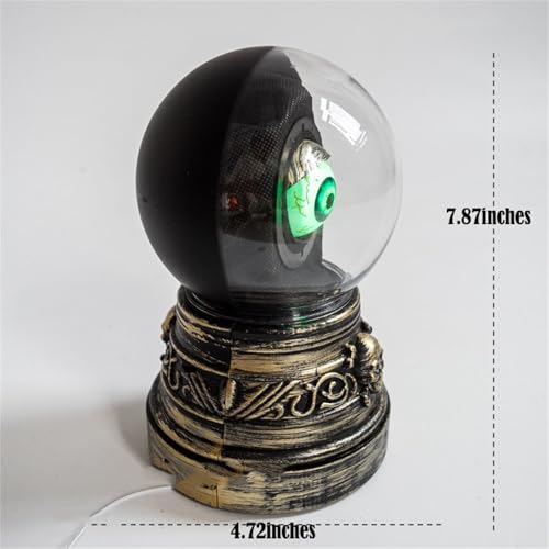 Halloween Animatronics Decoration,Magical Flashing Glass Ball with Demon Eyes,Touch&Sound Activation Magical Ball, Glowing Crystal Eyes Ball Decorations for Halloween Haunted Houses Home Office