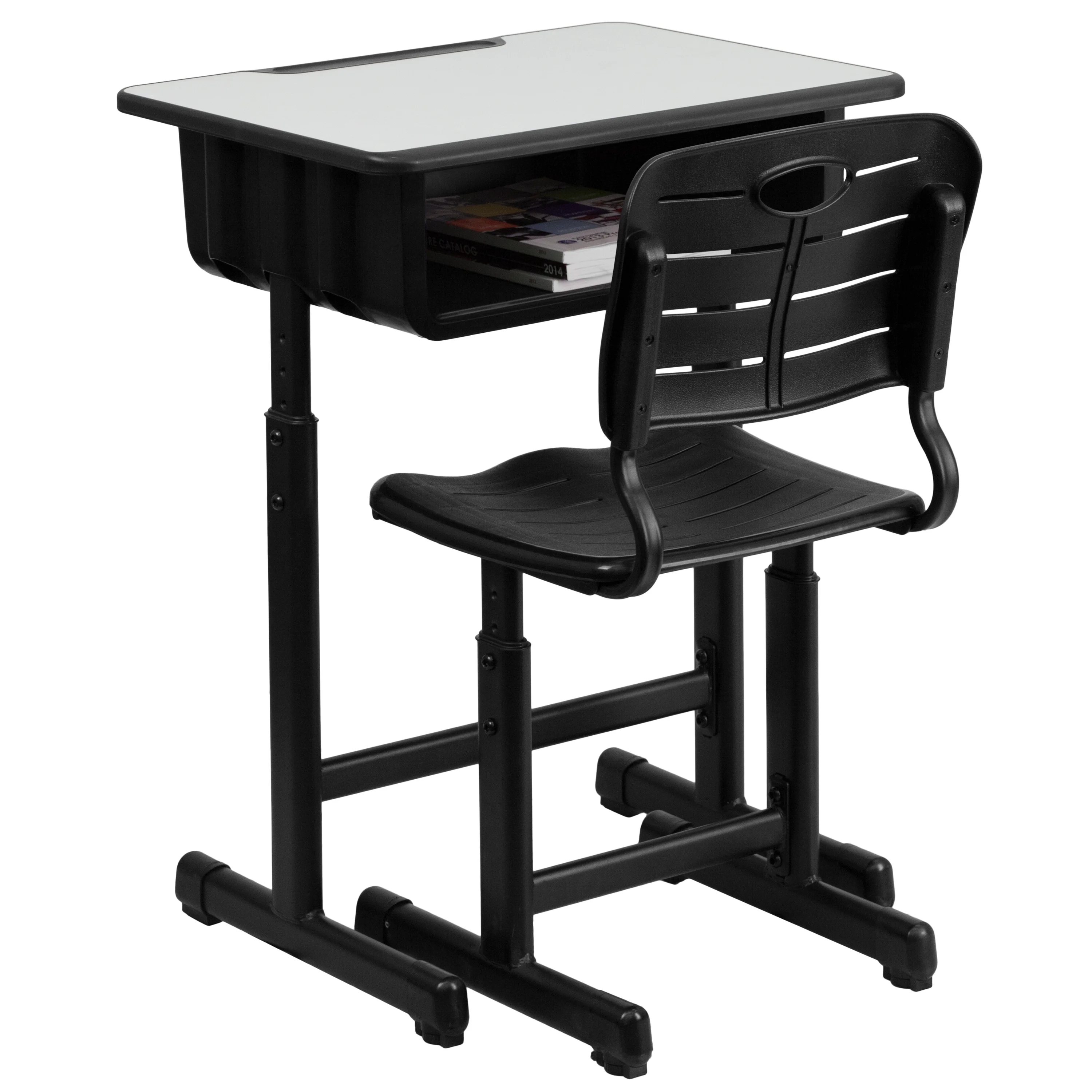 Flash Furniture Pedestal Frame Adjustable Height Student Desk and Chair - 23.63
