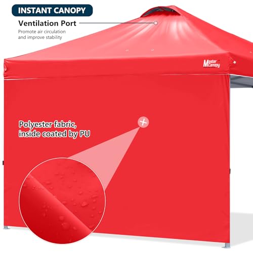 MASTERCANOPY Durable Pop-up Canopy Tent with 1 Sidewall (10'x10',White)