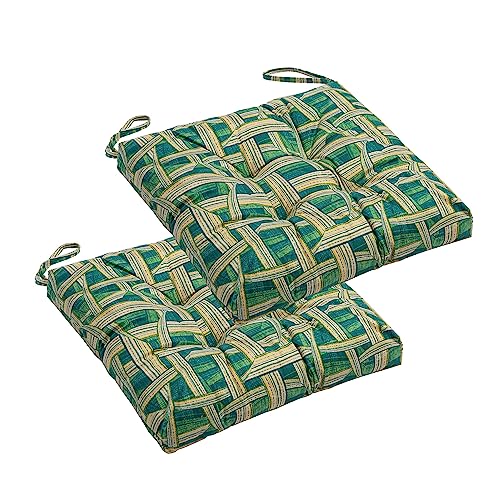 2-Pack Outdoor/Indoor Wicker Patio Seat Cushion Pad with Ties - Dining Chair Cushion, 17