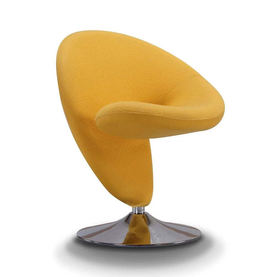 Manhattan Comfort Curl Contemporary Fabric Swivel Accent Chair in Yellow