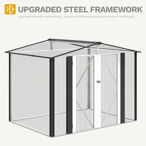 DWVO 6x4ft Storage Shed for Outdoors, Metal Sturdy Weatherproof Tool Locker with Secure Door and Ventilation for Equipment, Mowers, Bikes, Outdoor Spaces, Dark Gray