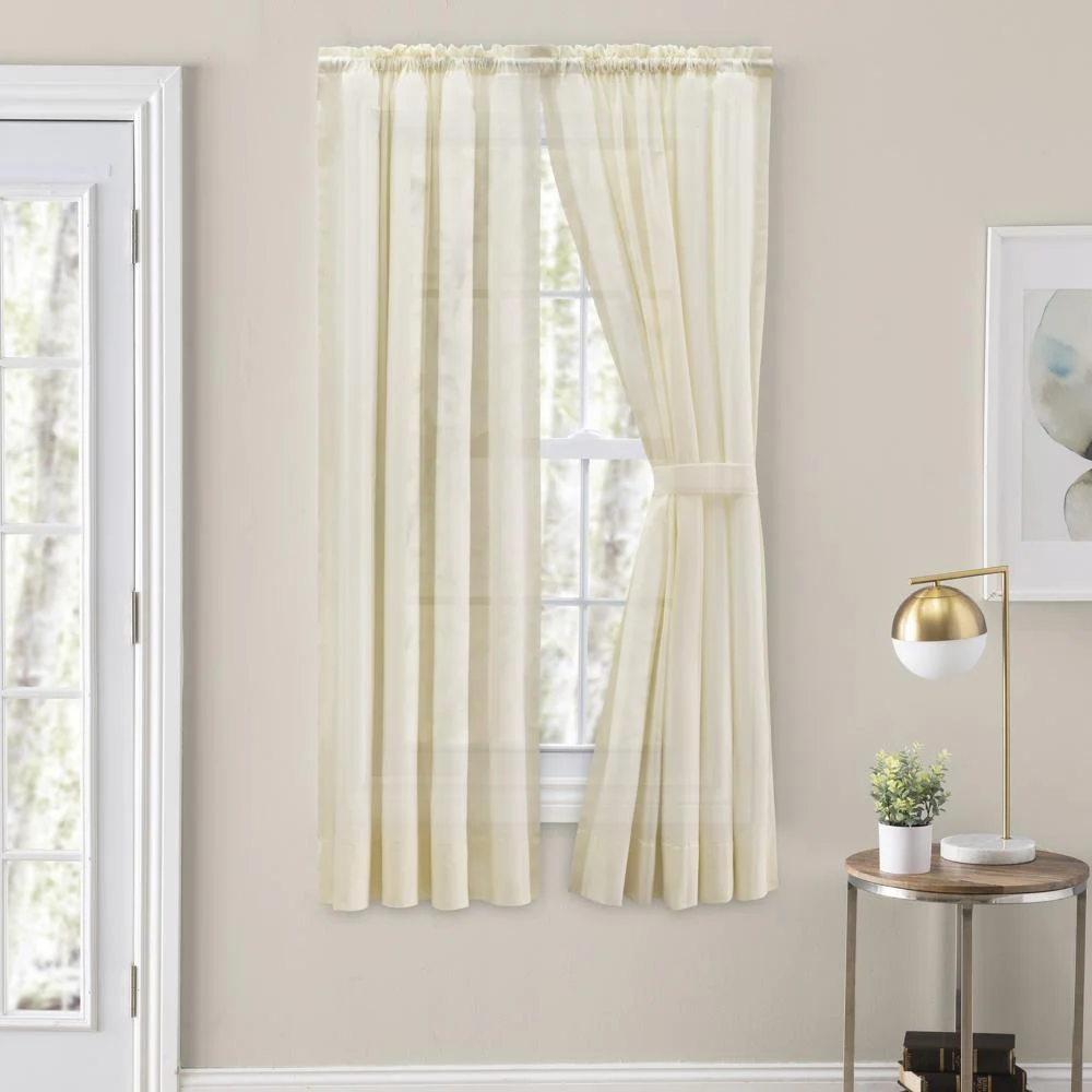 Ellis Curtain Shadow Stripe Tailored Curtain Panel Pair for Windows with Ties 80
