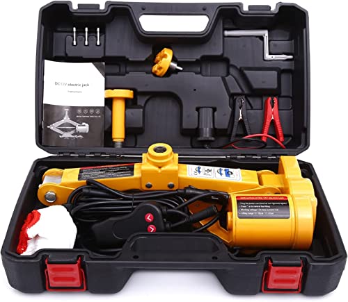 Electric Car Jack 3 Ton Floor Jack 12V Truck Jack Stands Kit Scissor Car Lift Jack for Tire Change and Road Emergencies with Carrying Case
