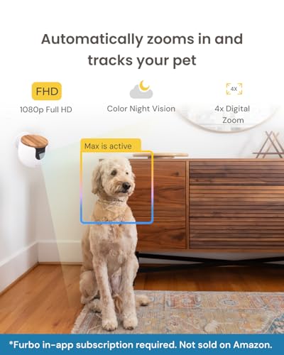 Furbo 360° Cat Camera - Unlock Camera & Smart Features w/Paid Plan: Home Security & Pet Safety Alerts, Rotating Treat Dispenser w/Speaker, Smart Cam w/Phone App (Subscription Required, 3mo Minimum)